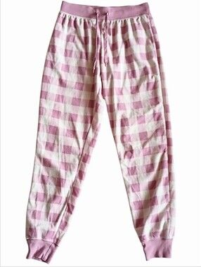 AEROPOSTALE Buffalo Plaid Polyfleece Sleep Joggers Joggers Pink Cream SMALL